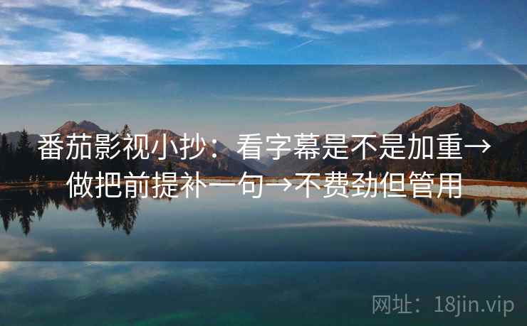 番茄影视小抄：看字幕是不是加重→做把前提补一句→不费劲但管用